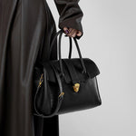 Genevieve | Black Classic Leather Satchel – Elegant & Timeless - in Light Brown | Arvea Bags