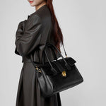 Genevieve | Black Classic Leather Satchel – Elegant & Timeless - in Light Brown | Arvea Bags