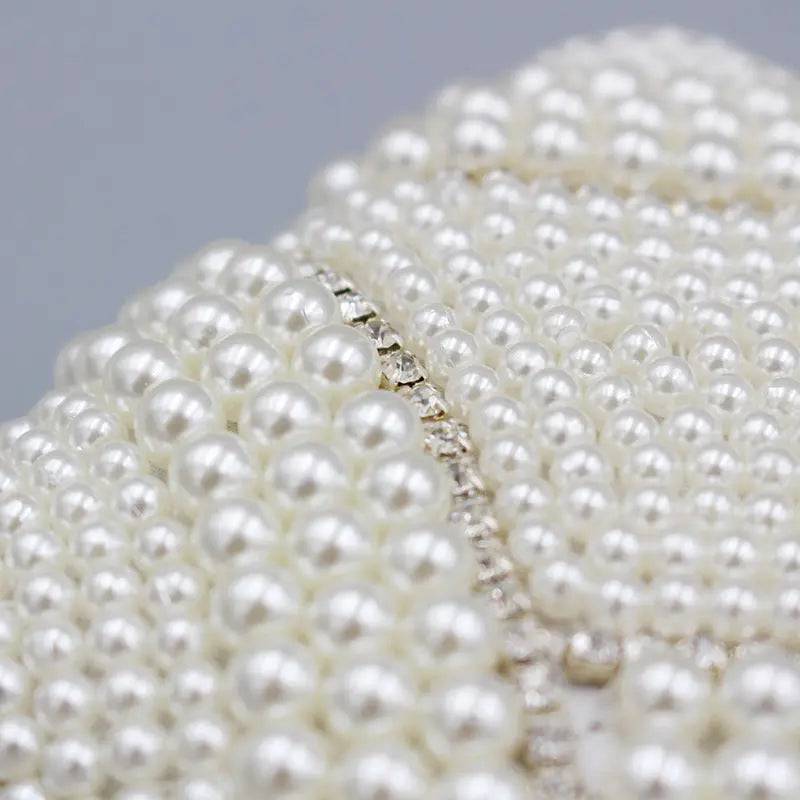Genevieve | Pearl Embellished Evening Clutch – Classic Luxury - in Pearl White | Arvea Bags