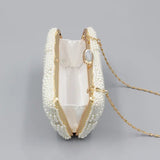 Genevieve | Pearl Embellished Evening Clutch – Classic Luxury - in Pearl White | Arvea Bags