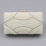 Genevieve | Pearl Embellished Evening Clutch – Classic Luxury - in Pearl White | Arvea Bags