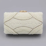 Genevieve | Pearl Embellished Evening Clutch – Classic Luxury - in Pearl White | Arvea Bags
