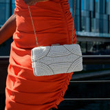 Genevieve | Pearl Embellished Evening Clutch – Classic Luxury - in Pearl White | Arvea Bags