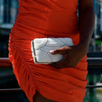 Genevieve | Pearl Embellished Evening Clutch – Classic Luxury - in Pearl White | Arvea Bags