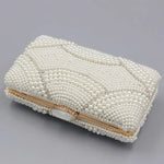 Genevieve | Pearl Embellished Evening Clutch – Classic Luxury - in Pearl White | Arvea Bags