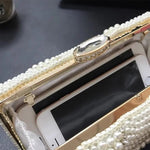 Genevieve | Pearl Embellished Evening Clutch – Classic Luxury - in Pearl White | Arvea Bags