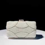 Genevieve | Pearl Embellished Evening Clutch – Classic Luxury - in Pearl White | Arvea Bags