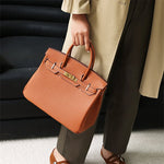 Genuine Leather Structured Tote – Classic Women's Handbag with Elegant Finish - in Light Brown | Arvea Bags