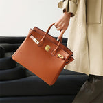 Genuine Leather Structured Tote – Classic Women's Handbag with Elegant Finish - in Light Brown | Arvea Bags