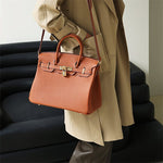 Genuine Leather Structured Tote – Classic Women's Handbag with Elegant Finish - in Light Brown | Arvea Bags