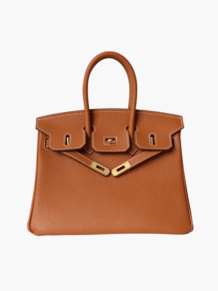 Genuine Leather Structured Tote – Classic Women's Handbag with Elegant Finish - in Light Brown | Arvea Bags