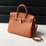 Genuine Leather Structured Tote – Classic Women's Handbag with Elegant Finish - in Light Brown | Arvea Bags