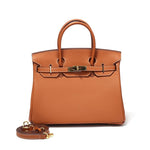 Genuine Leather Structured Tote – Classic Women's Handbag with Elegant Finish - in Light Brown | Arvea Bags
