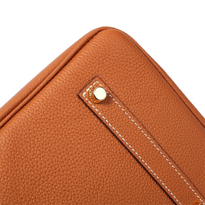 Genuine Leather Structured Tote – Classic Women's Handbag with Elegant Finish - in Light Brown | Arvea Bags