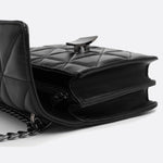 Geometric Clasp Quilted Crossbody Bag – Black Faux Leather Shoulder Bag - in Black | Arvea Bags