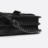 Geometric Clasp Quilted Crossbody Bag – Black Faux Leather Shoulder Bag - in Black | Arvea Bags
