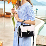 Geometric Structured Handbag in Genuine Leather with Gold Handle - in Light Beige | Arvea Bags