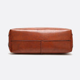 Glossy Brown Faux Leather Tote Bag - Sleek & Spacious - in Camel | Arvea Bags