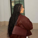Glossy Clutch Handbag with Detachable Strap – Elegant Evening and Day Accessory - in Burgundy | Arvea Bags