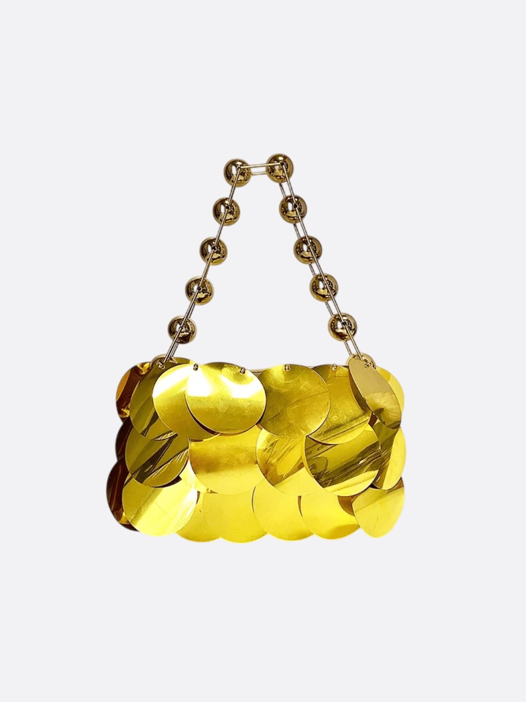 Gold Sequin Party Bag – Glamorous Mini Handbag with Bead Chain - in Gold | Arvea Bags