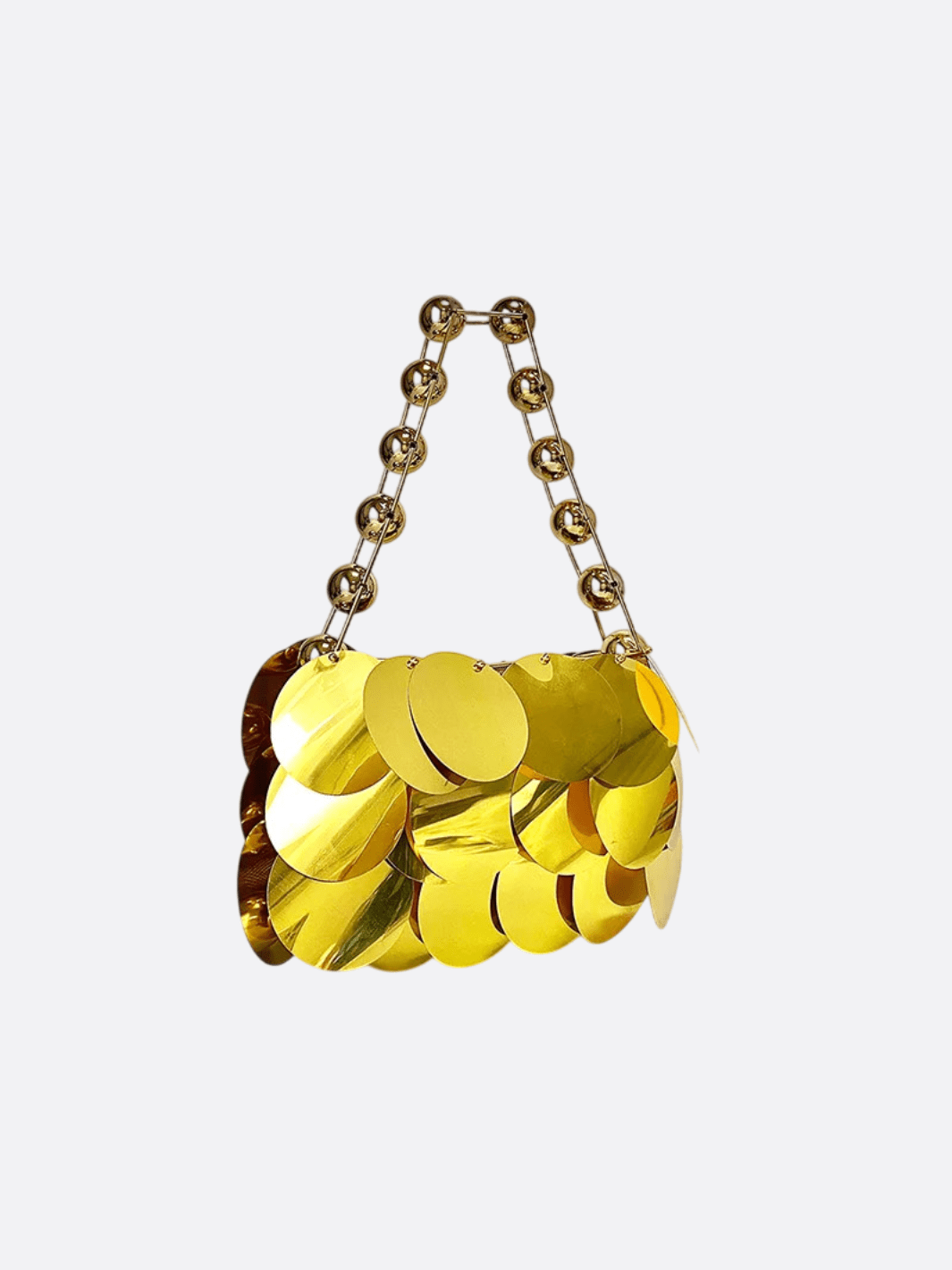 Gold Sequin Party Bag – Glamorous Mini Handbag with Bead Chain - in Gold | Arvea Bags