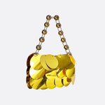 Gold Sequin Party Bag – Glamorous Mini Handbag with Bead Chain - in Gold | Arvea Bags