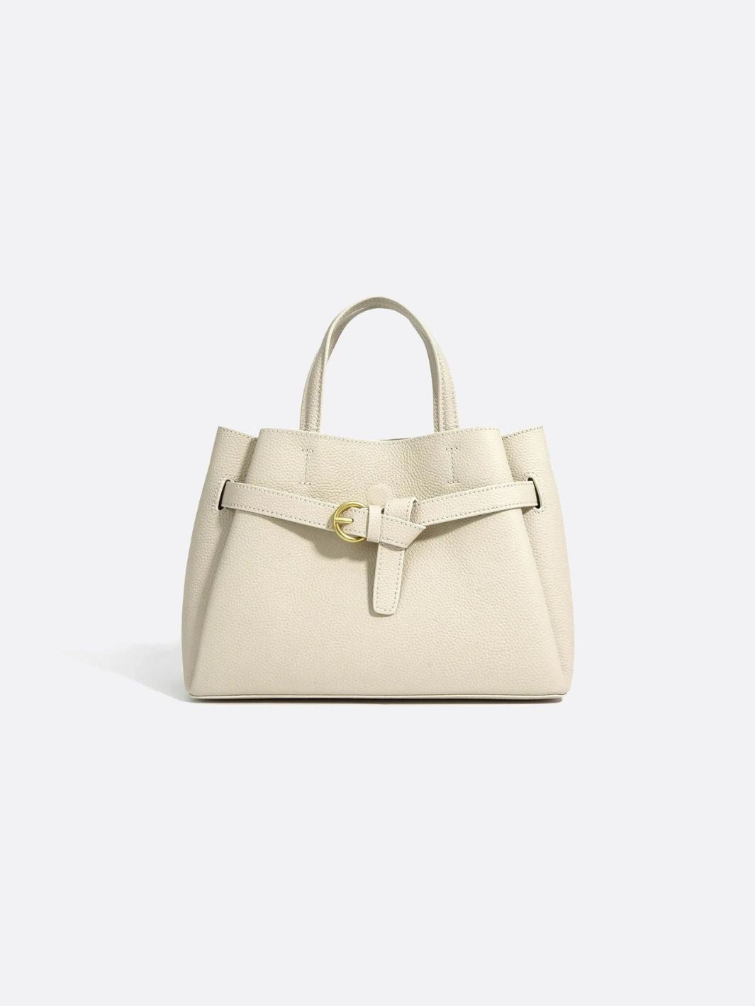 Grained Leather Handbag – Structured Mini Tote with Belt Detail - in Black | Arvea Bags