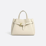 Grained Leather Handbag – Structured Mini Tote with Belt Detail - in Black | Arvea Bags
