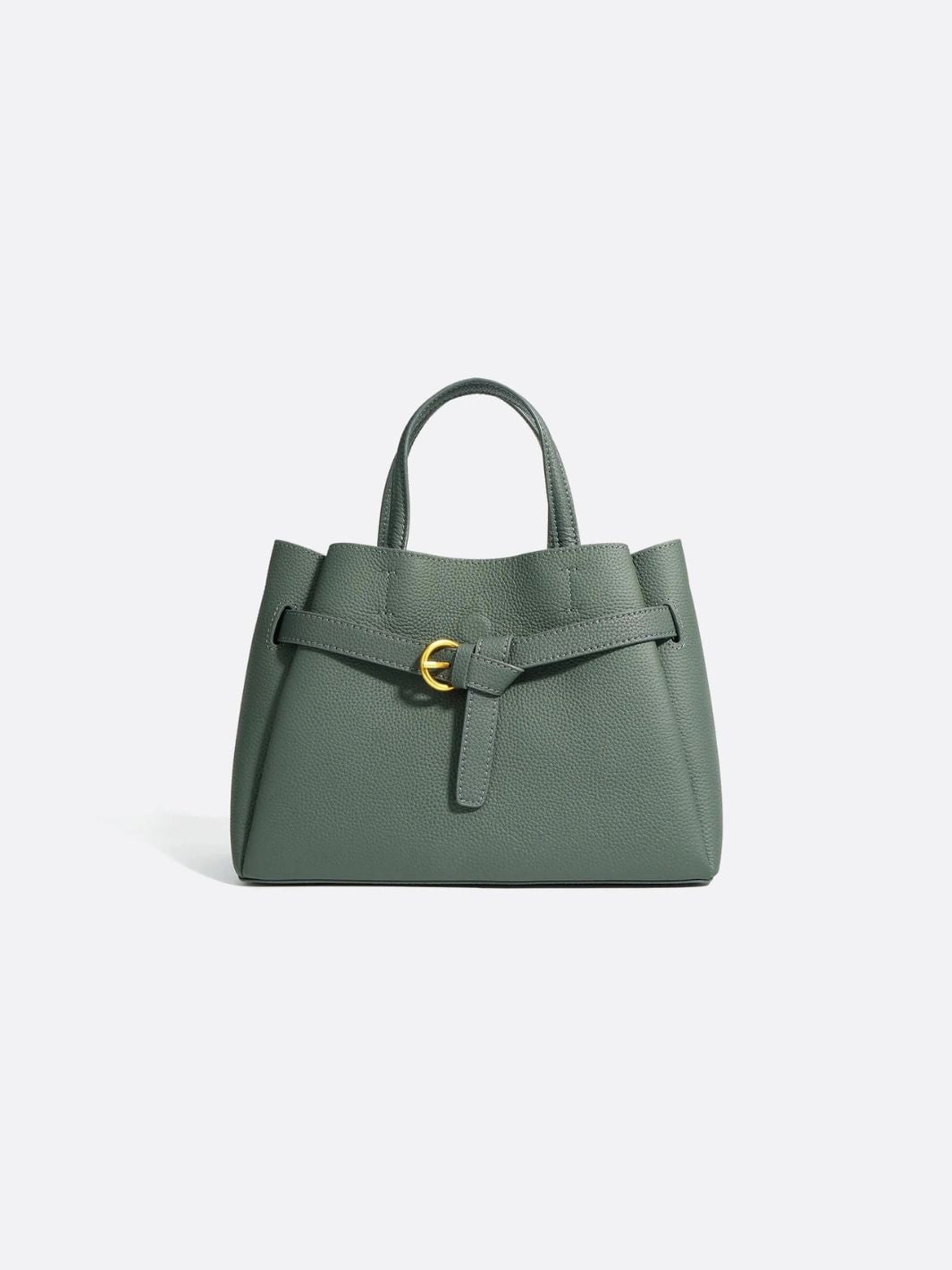 Grained Leather Handbag – Structured Mini Tote with Belt Detail - in Camel | Arvea Bags