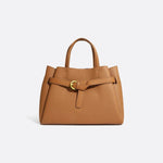 Grained Leather Handbag – Structured Mini Tote with Belt Detail - in Camel | Arvea Bags
