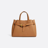 Grained Leather Handbag – Structured Mini Tote with Belt Detail - in Camel | Arvea Bags