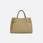 Grained Leather Handbag – Structured Mini Tote with Belt Detail - in Taupe | Arvea Bags
