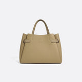 Grained Leather Handbag – Structured Mini Tote with Belt Detail - in Taupe | Arvea Bags