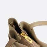 Grained Leather Handbag – Structured Mini Tote with Belt Detail - in Taupe | Arvea Bags