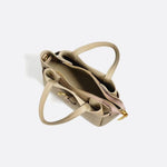 Grained Leather Handbag – Structured Mini Tote with Belt Detail - in Taupe | Arvea Bags
