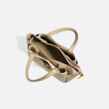Grained Leather Handbag – Structured Mini Tote with Belt Detail - in Taupe | Arvea Bags