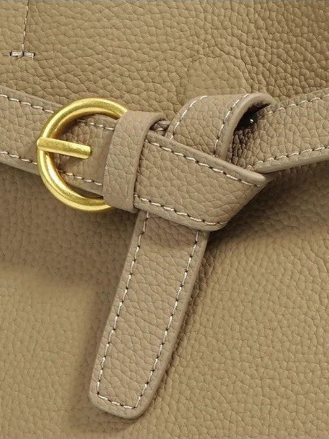 Grained Leather Handbag – Structured Mini Tote with Belt Detail - in Taupe | Arvea Bags