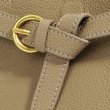 Grained Leather Handbag – Structured Mini Tote with Belt Detail - in Taupe | Arvea Bags