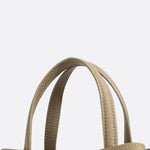 Grained Leather Handbag – Structured Mini Tote with Belt Detail - in Taupe | Arvea Bags