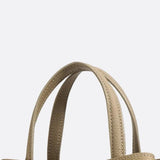 Grained Leather Handbag – Structured Mini Tote with Belt Detail - in Taupe | Arvea Bags