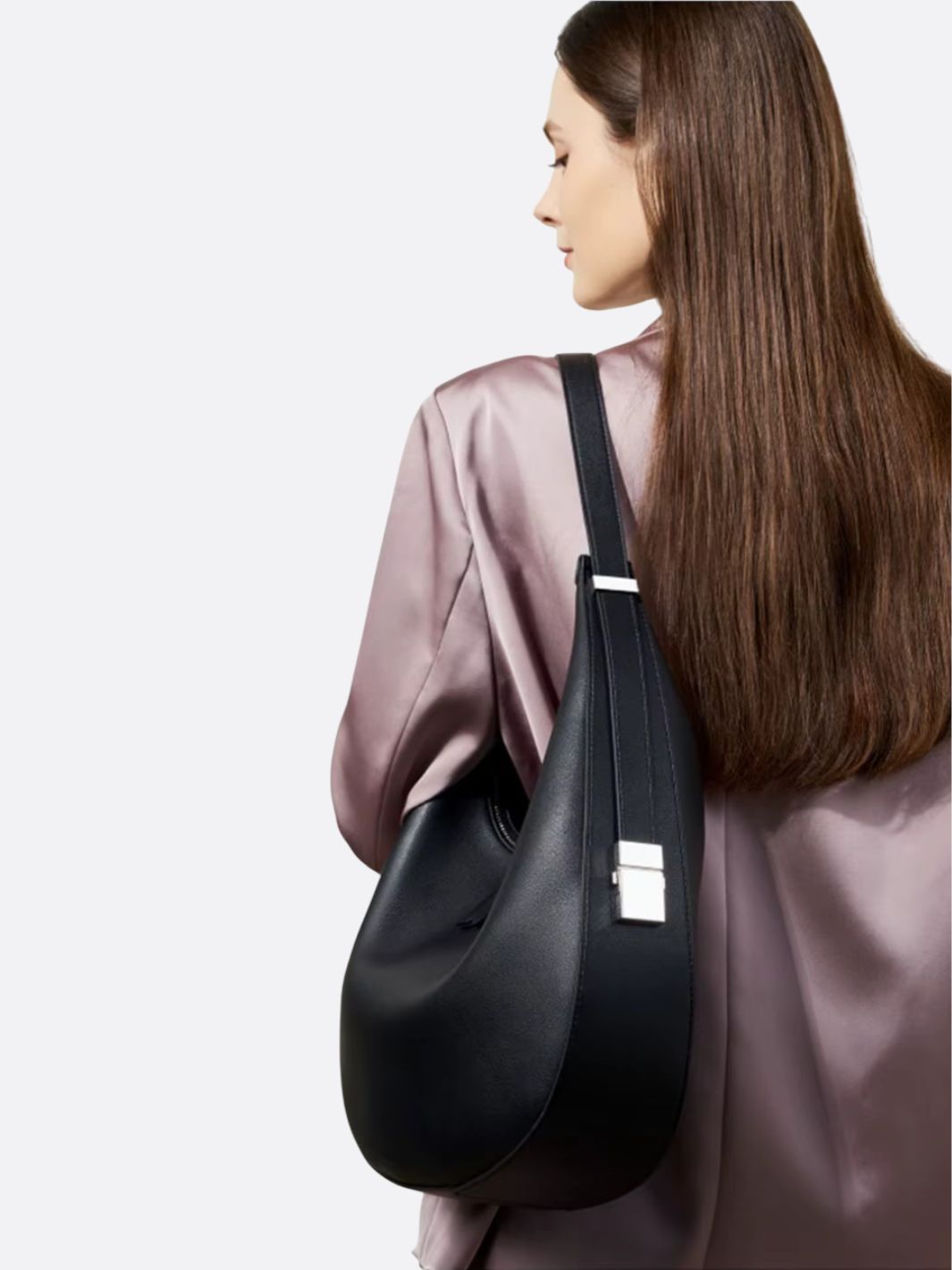 Grand Half - Moon Shoulder Bag - in Black | Arvea Bags