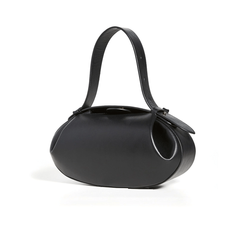 Guinevere | Sculpted Brown Leather Shoulder Bag – Modern Elegance & Artistic Sophistication - in Black | Arvea Bags
