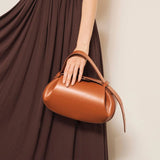 Guinevere | Sculpted Brown Leather Shoulder Bag – Modern Elegance & Artistic Sophistication - in Brown | Arvea Bags