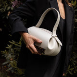 Guinevere | Sculpted Brown Leather Shoulder Bag – Modern Elegance & Artistic Sophistication - in Brown | Arvea Bags