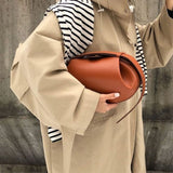 Guinevere | Sculpted Brown Leather Shoulder Bag – Modern Elegance & Artistic Sophistication - in Brown | Arvea Bags