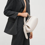 Guinevere | Sculpted Brown Leather Shoulder Bag – Modern Elegance & Artistic Sophistication - in Brown | Arvea Bags
