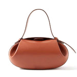 Guinevere | Sculpted Brown Leather Shoulder Bag – Modern Elegance & Artistic Sophistication - in Brown | Arvea Bags