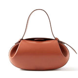 Guinevere | Sculpted Brown Leather Shoulder Bag – Modern Elegance & Artistic Sophistication - in Brown | Arvea Bags