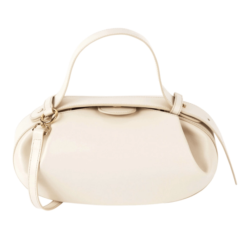 Guinevere | Sculpted Brown Leather Shoulder Bag – Modern Elegance & Artistic Sophistication - in Light Beige | Arvea Bags