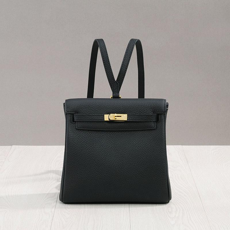 Halia | Elegant Black Leather Backpack – Stylish, Chic & Functional - in Black | Arvea Bags